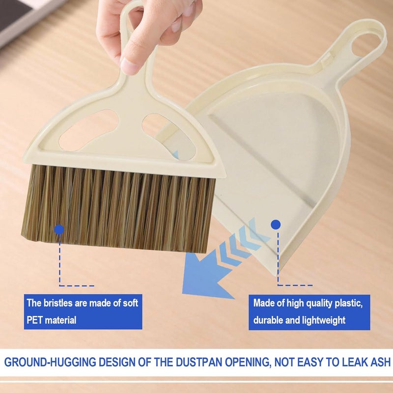 BSMstone Mini Broom and Dustpan Set Hand Broom with Dustpan Portable Housekeeping Cleaning Tools for Desk,Counter,Sofa,Kitchen,Office,Nest (Off White) - Image 3